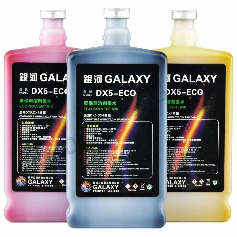 Eco-solvent ink for Galaxy printers with DX4 and DX5 CMYK 1 liter heads